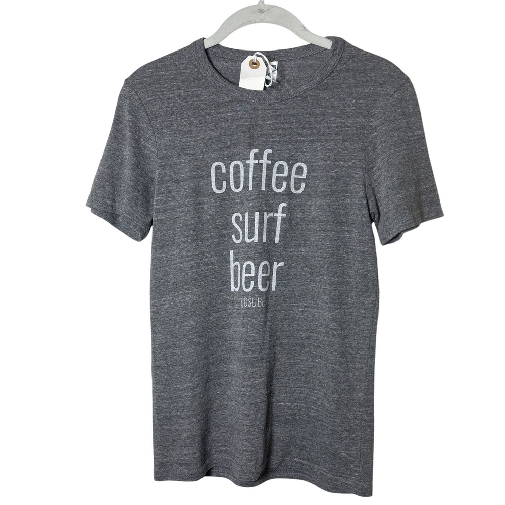 Royal Apparel Coffee Surf Beer Graphic Tee ‎ USA Grey Short Sleeve T-Shirt Small